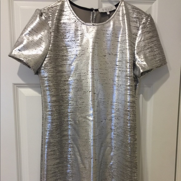wayf silver dress Wayf Ruched Long Sleeve Midi Dress In Silver